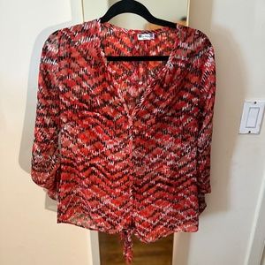 Kut From the Kloth Front Tie Multicolored Blouse